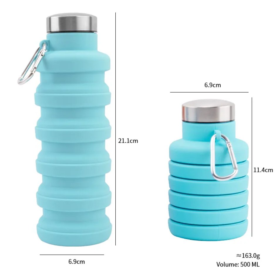 BOTELLA DE AGUA PLEGABLE SILICONA - TiendaMYLABOTELLA DE AGUA PLEGABLE SILICONA